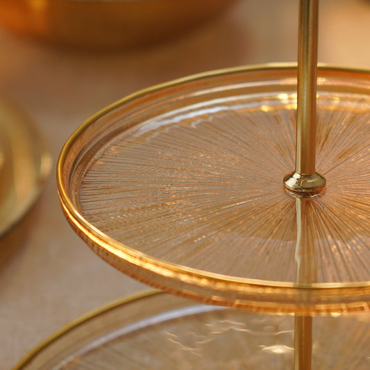 Amber Two Tiered Radial Textured Cookie Stand