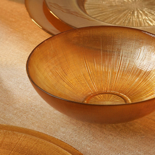 Gold Radial Textured Serving Bowls - Large