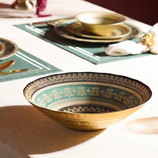 Green Embellished Serving Bowl - Large