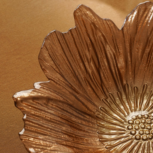 Copper Gold Flower Shaped Serving Bowl - Large
