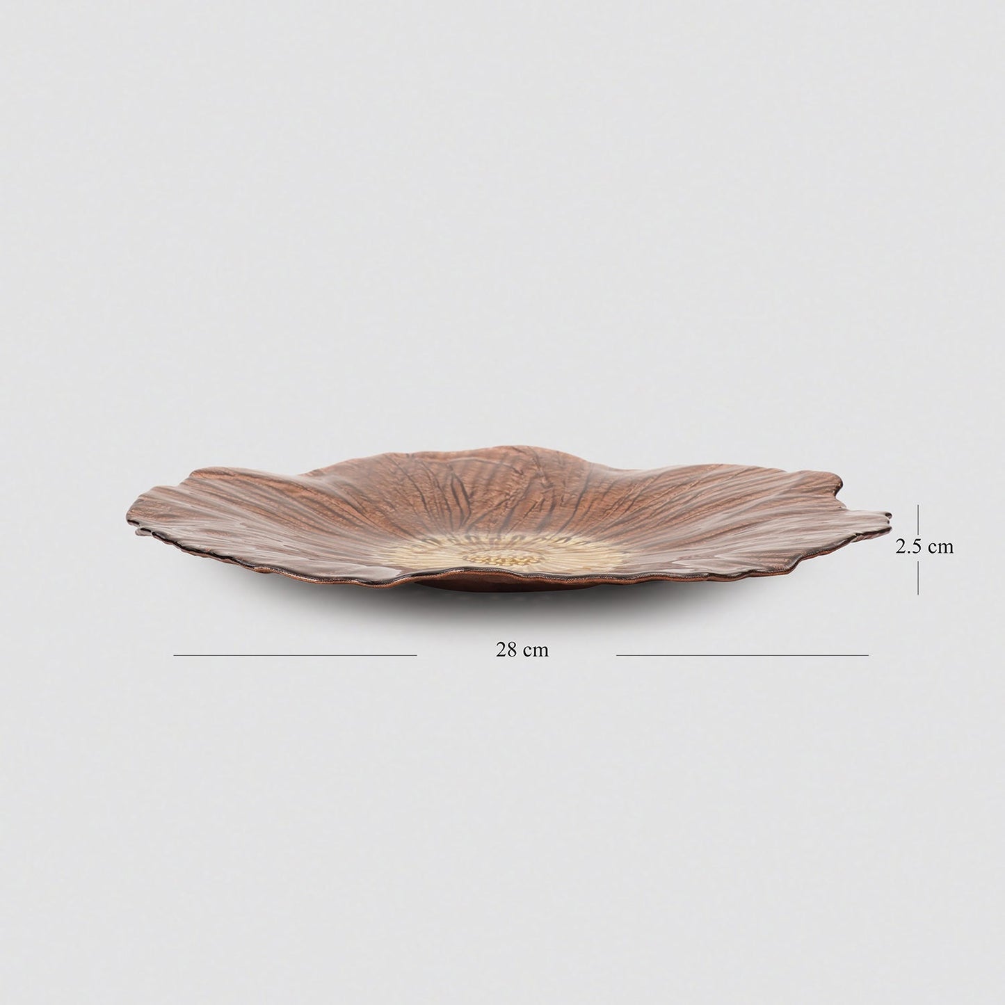 Set of 2 Bronze Gold Flower Shaped Dinner Plates