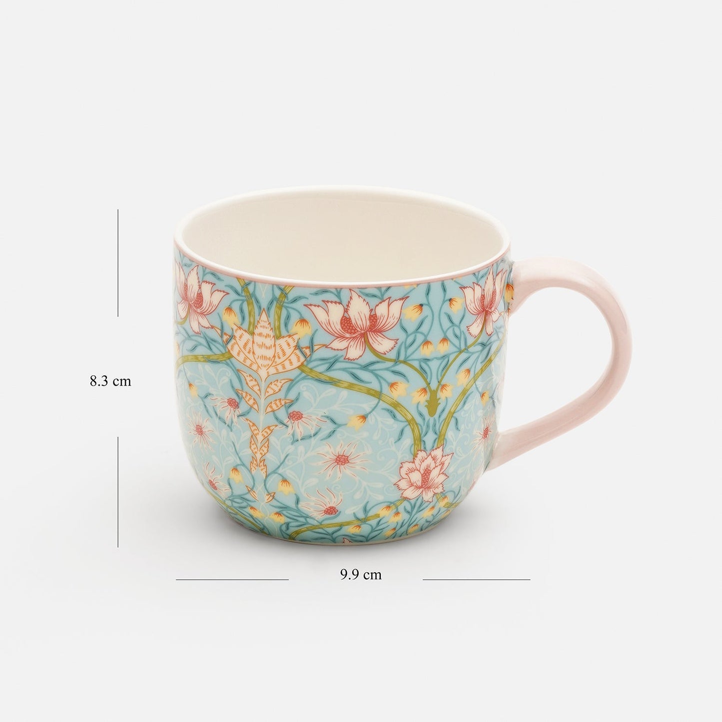 Set of 2 Blue Prined Bone China Coffee Mugs