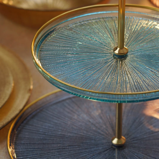 Blue & Navy Radial Textured Cake Stand