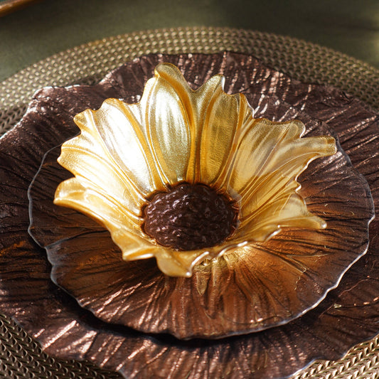 Gold Ombre Flower Shaped Serving Bowl - Large