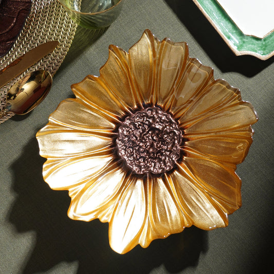 Gold & Brown Flower Serving Platter - Small