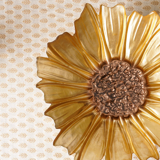 Gold & Brown Flower Serving Platter - Large