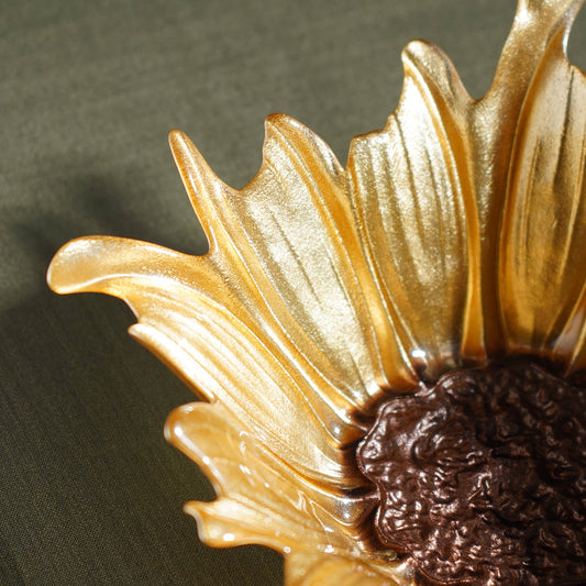 Gold & Brown Flower Deep Serving Bowl