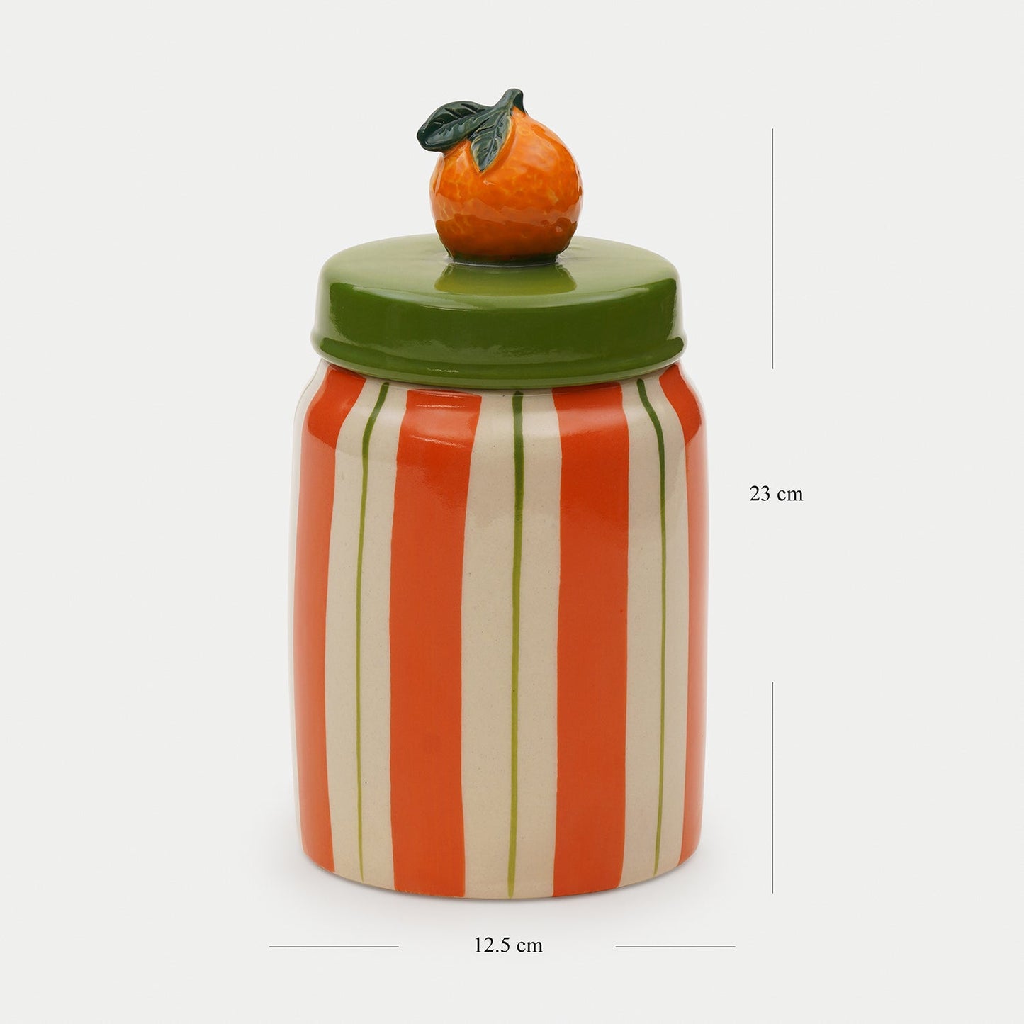 Orange Striped Decorative Ceramic Container