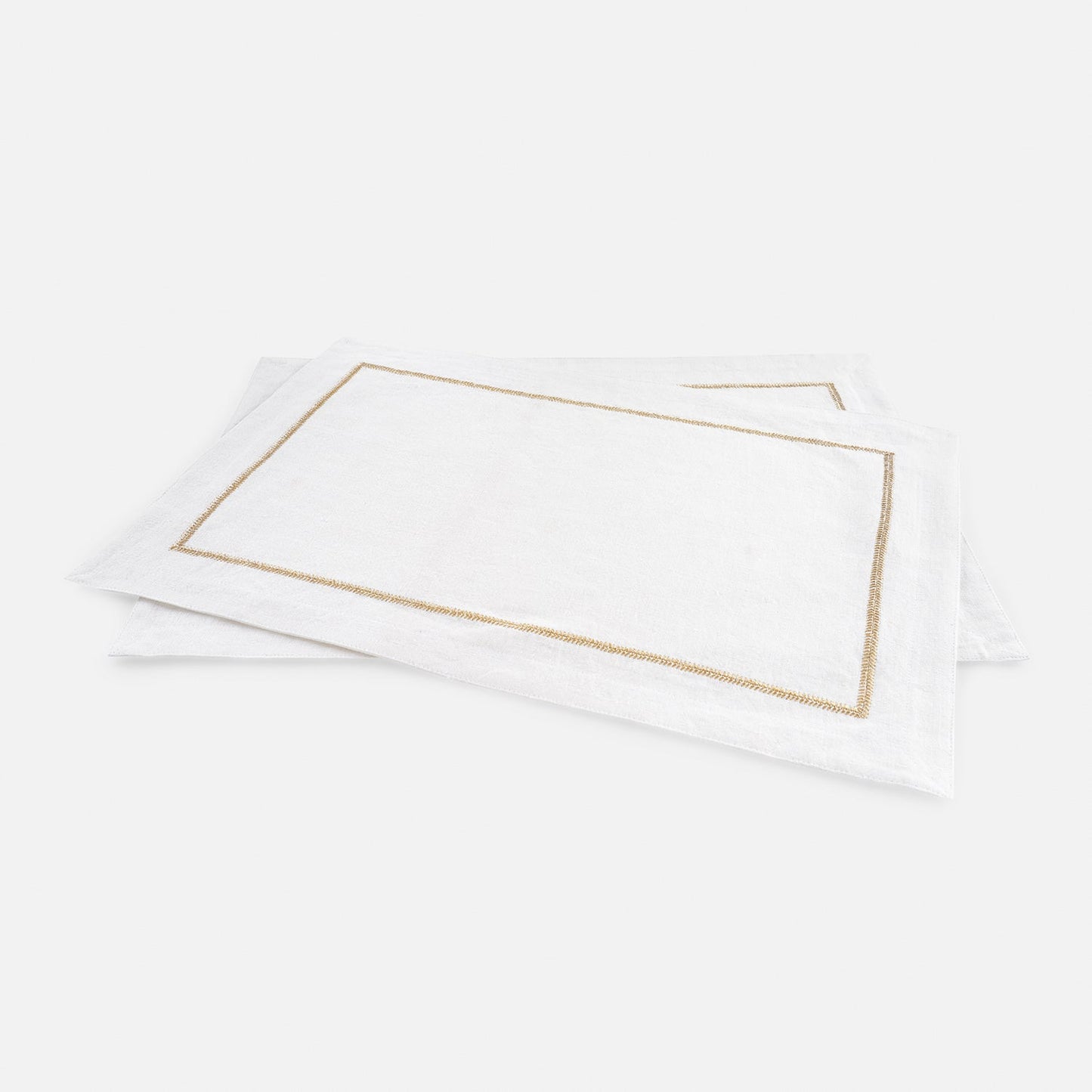 Set of 2 Ivory Zari Embroidered Linen Placemats