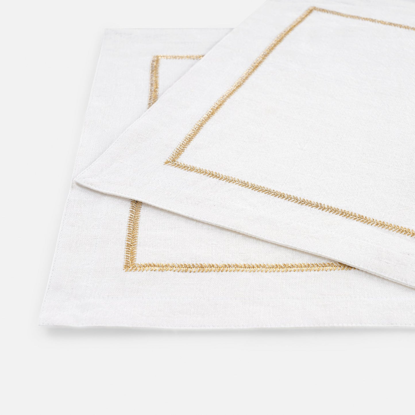 Set of 2 Ivory Zari Embroidered Linen Placemats