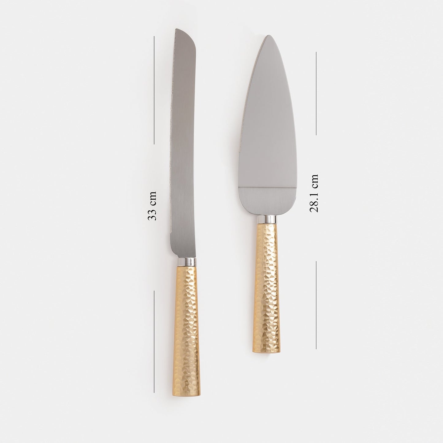 Set of 2 Gold Hammered Cake Server