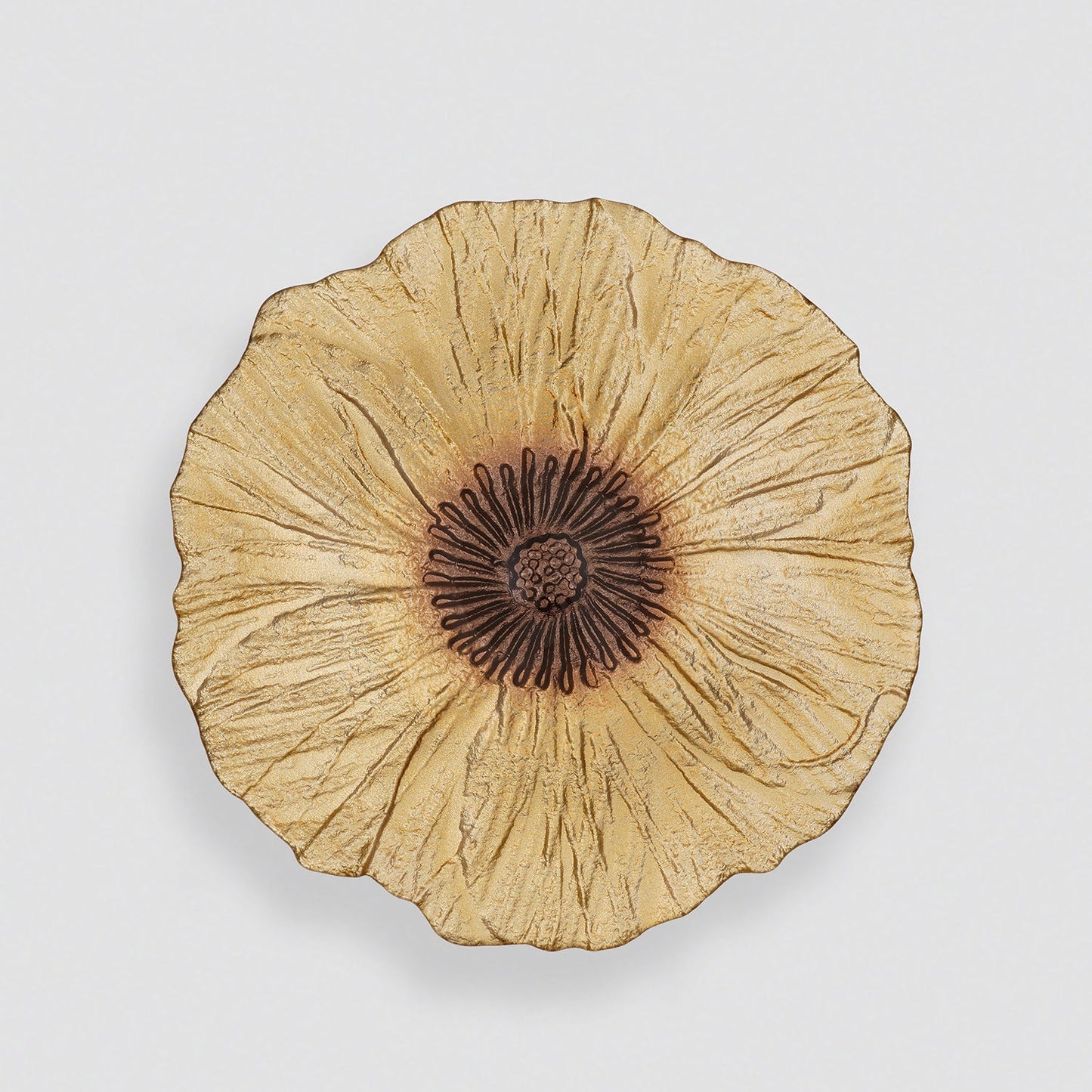 Set of 2 Gold Brown Flower Shaped Dessert Plates