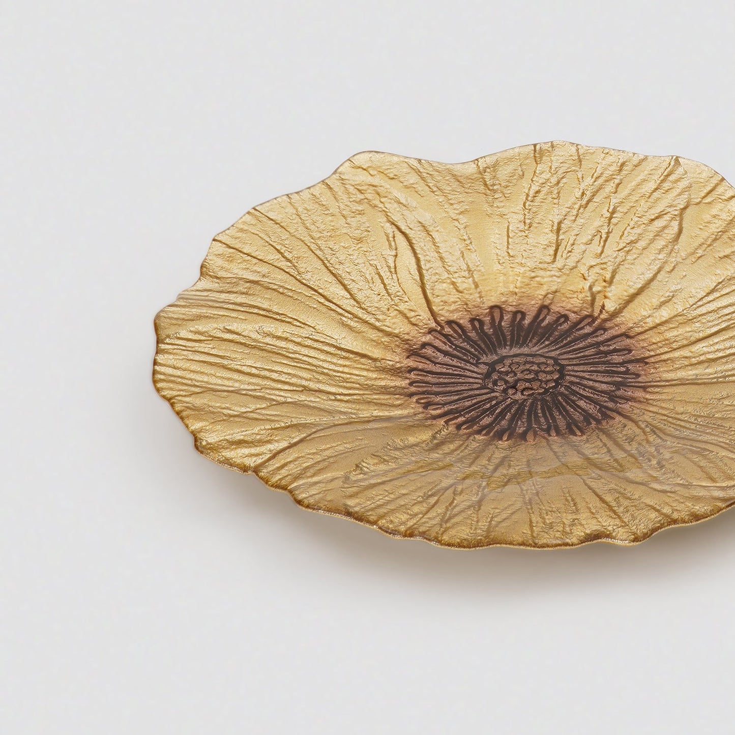 Set of 2 Gold Brown Flower Shaped Dessert Plates