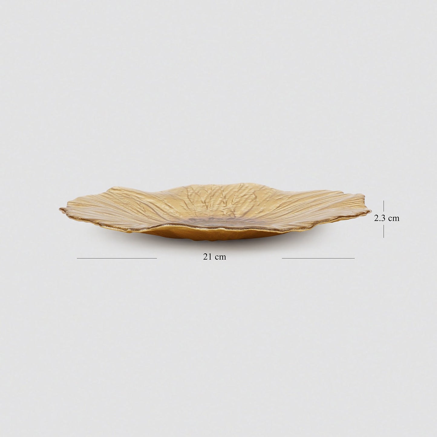 Set of 2 Gold Brown Flower Shaped Dessert Plates