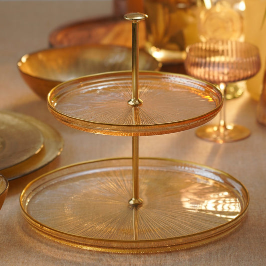 Amber Two Tiered Radial Textured Cookie Stand