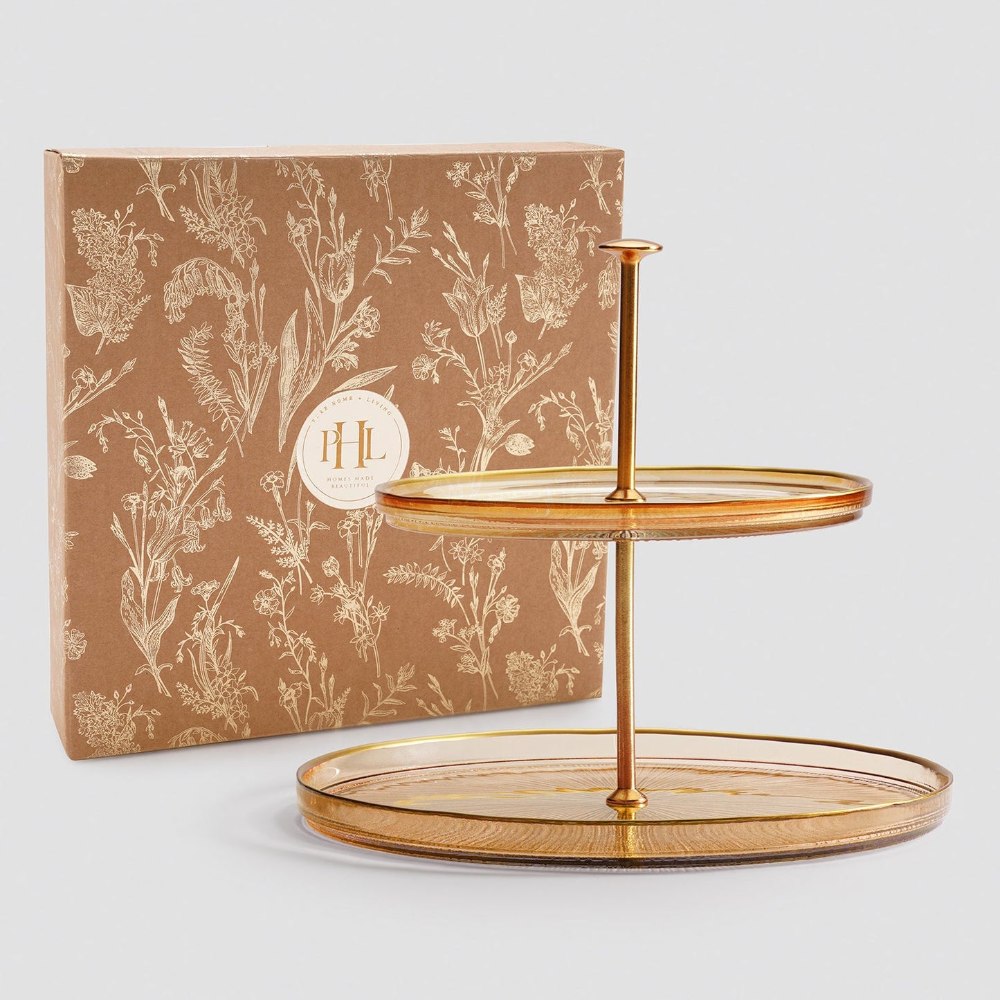 Amber Two Tiered Radial Textured Cookie Stand