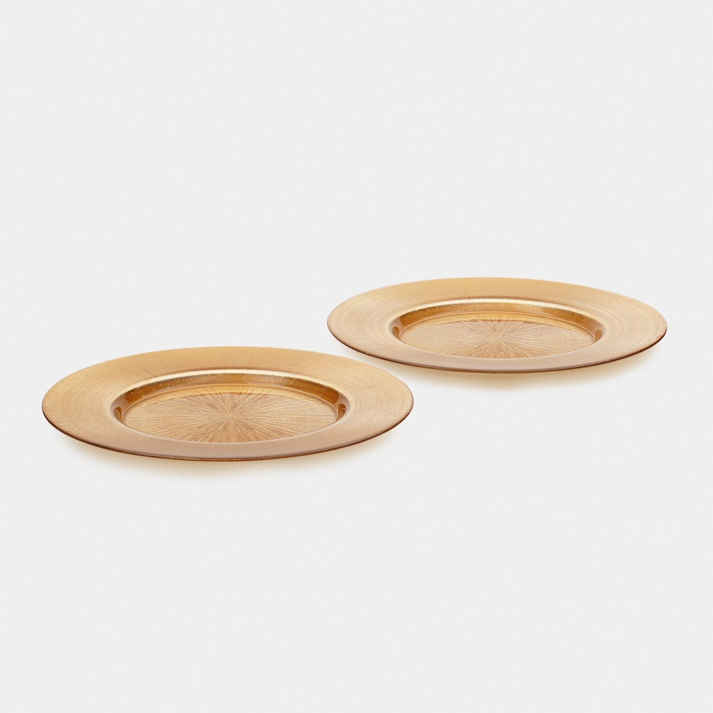 Set of 2 Gold Radial Textured Charger Plates