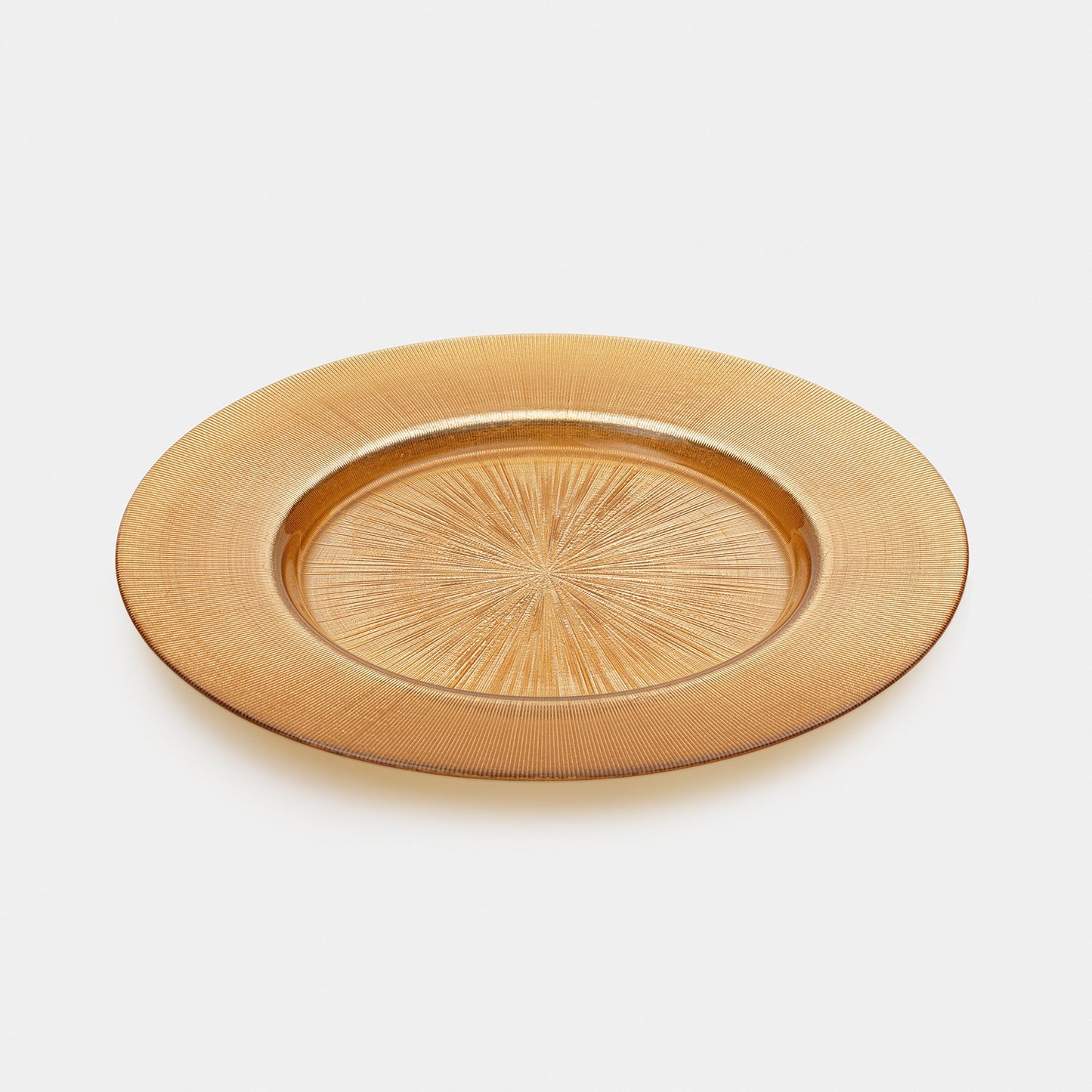 Set of 2 Gold Radial Textured Charger Plates