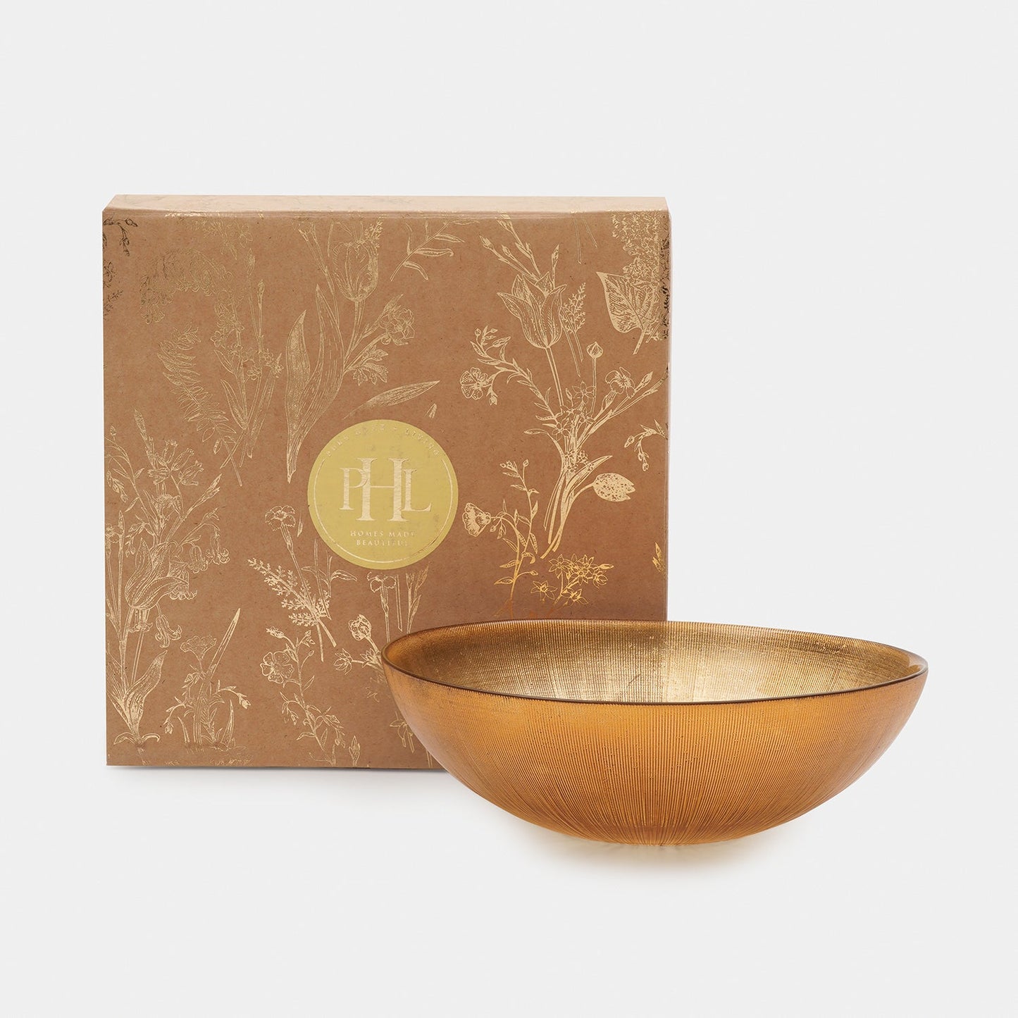Gold Radial Textured Serving Bowls - Large
