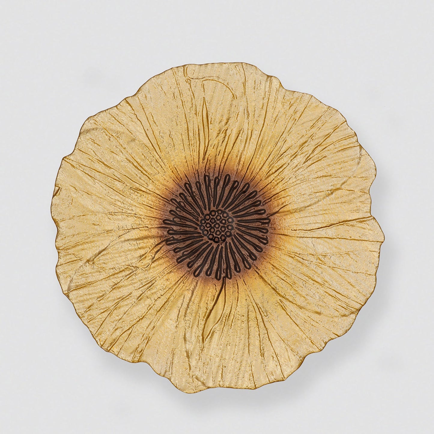 Set of 2 Gold Brown Flower Shaped Dinner Plates