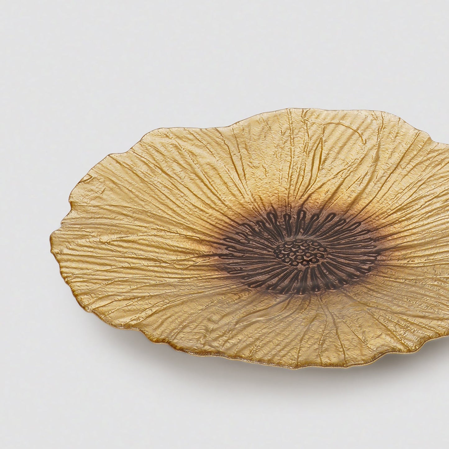 Set of 2 Gold Brown Flower Shaped Dinner Plates
