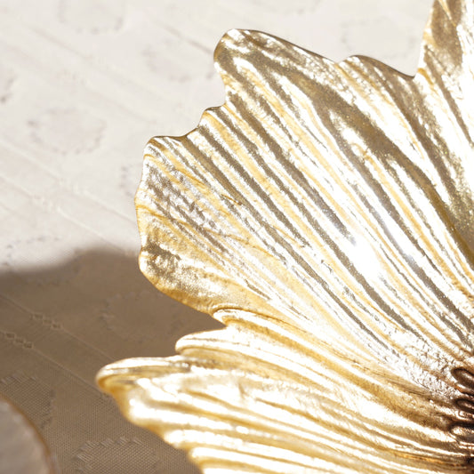 Gold Brown Flower Shaped Serving Bowl - Large