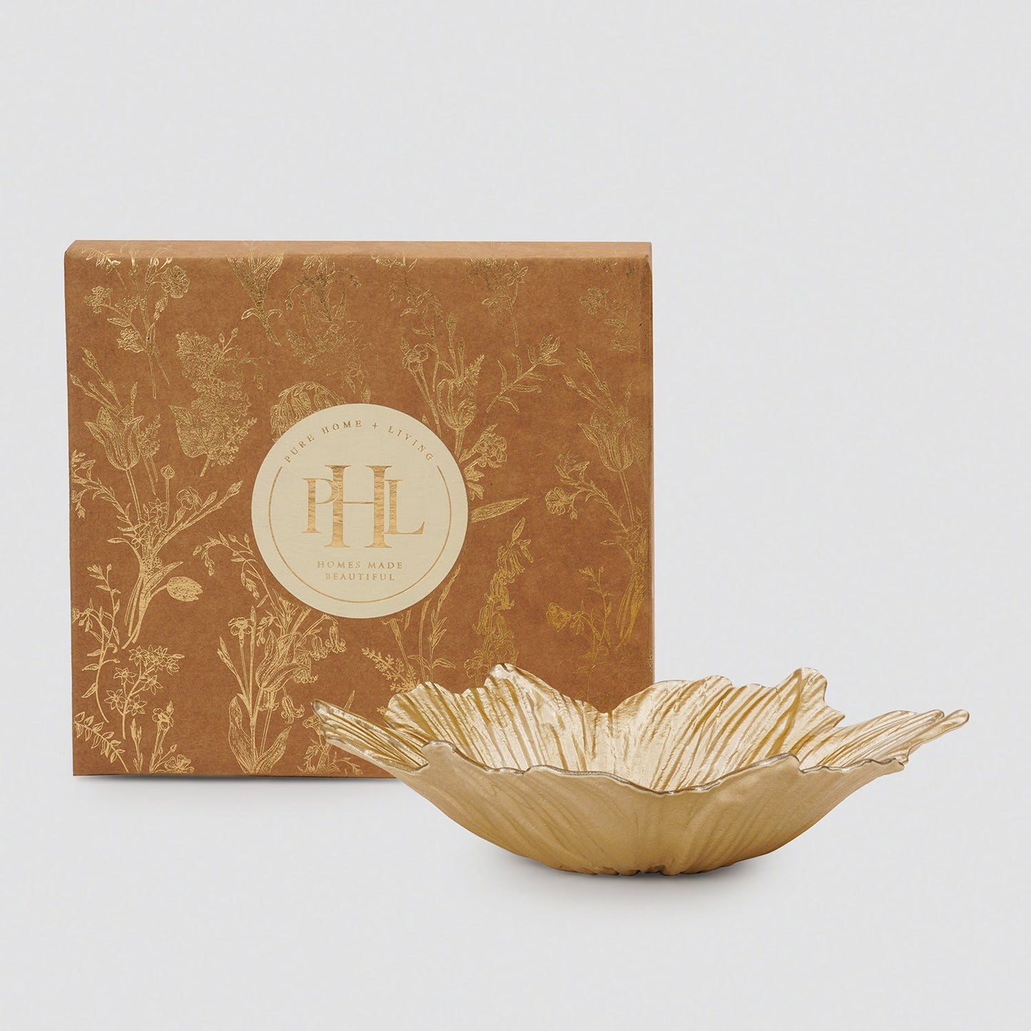 Gold Brown Flower Shaped Serving Bowl - Large