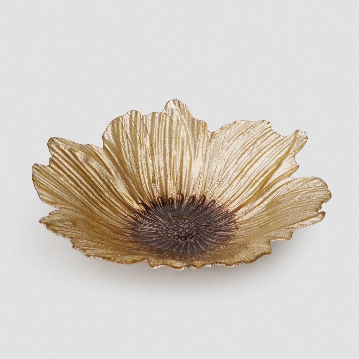 Gold Brown Flower Shaped Serving Bowl - Large