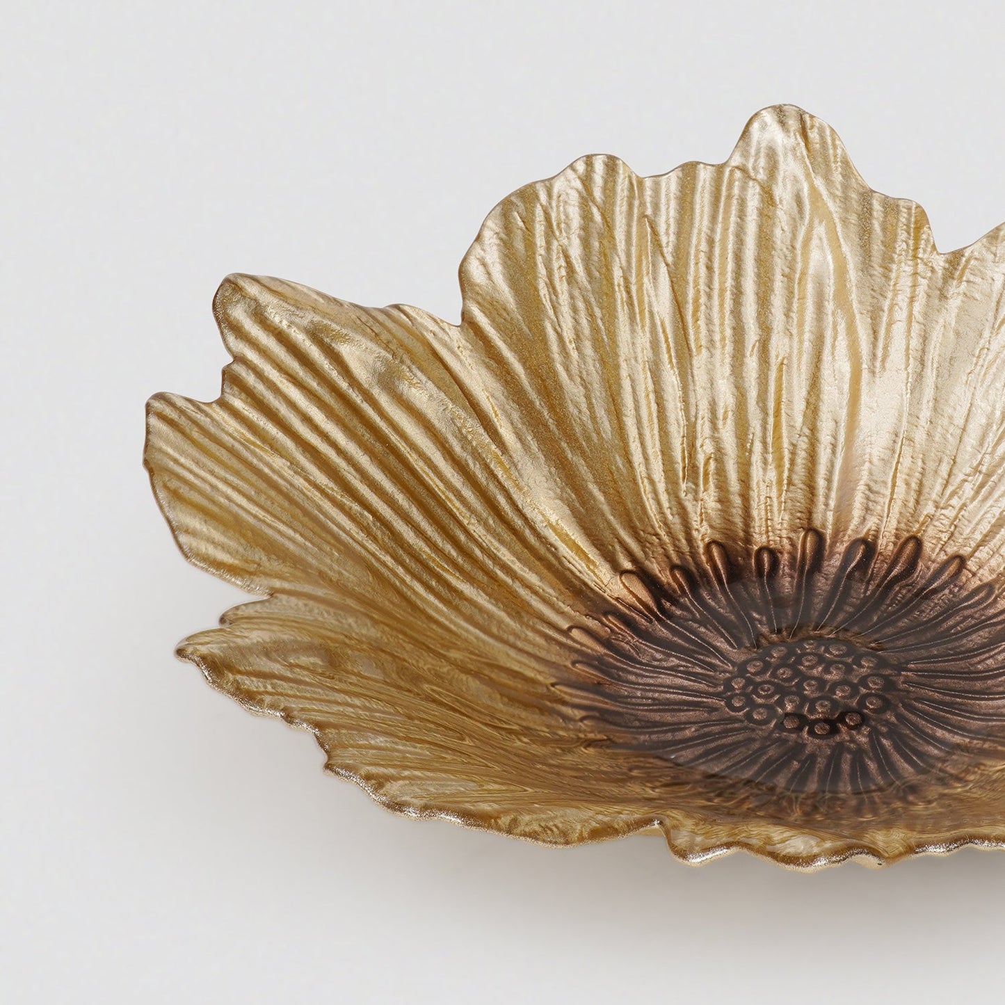 Gold Brown Flower Shaped Serving Bowl - Large