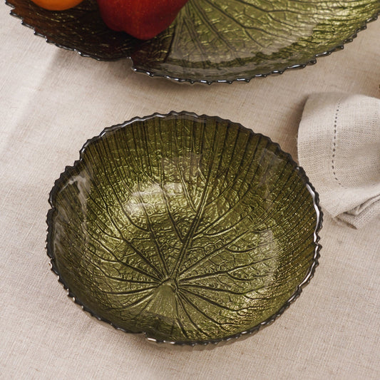Green Lotus Leaf Decorative Serving Bowl - Small