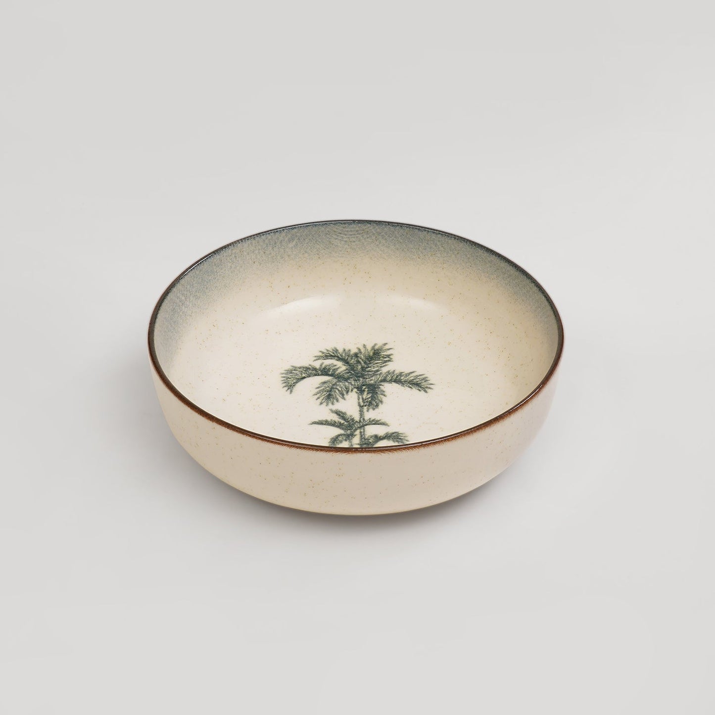 Ivory Ceramic Printed Serving Bowl