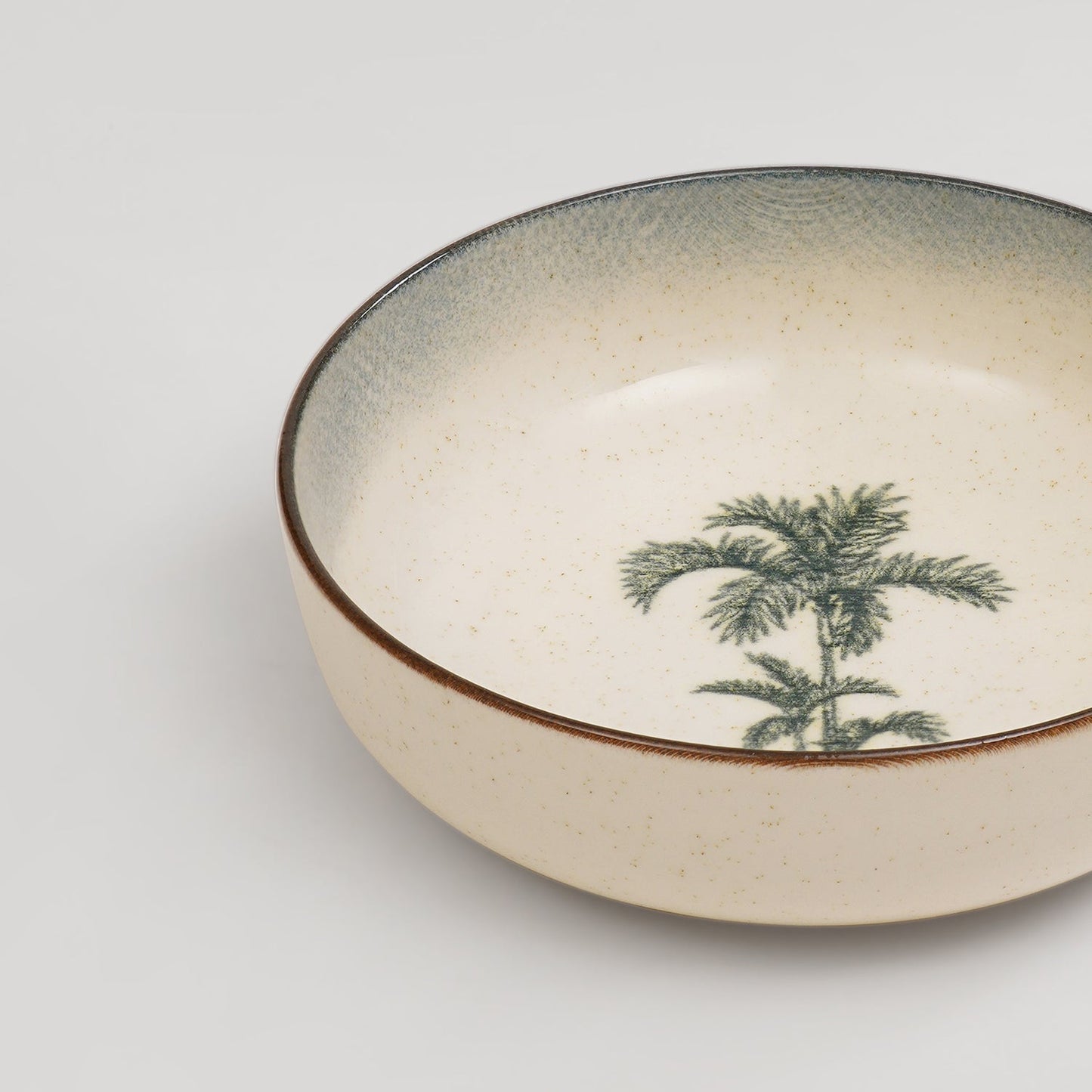 Ivory Ceramic Printed Serving Bowl