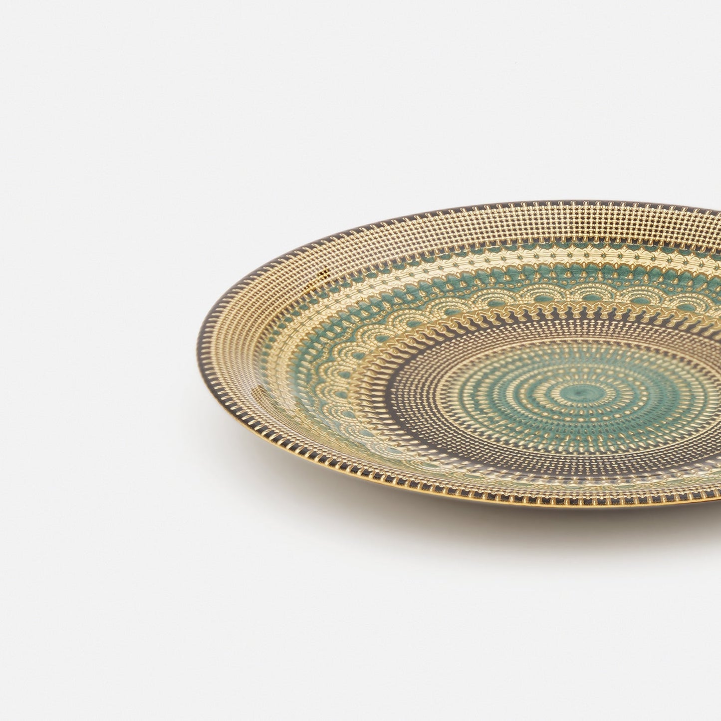 Set of 2 Green Embellished Dessert Plates