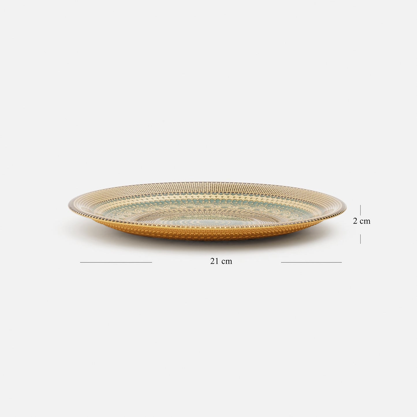Set of 2 Green Embellished Dessert Plates