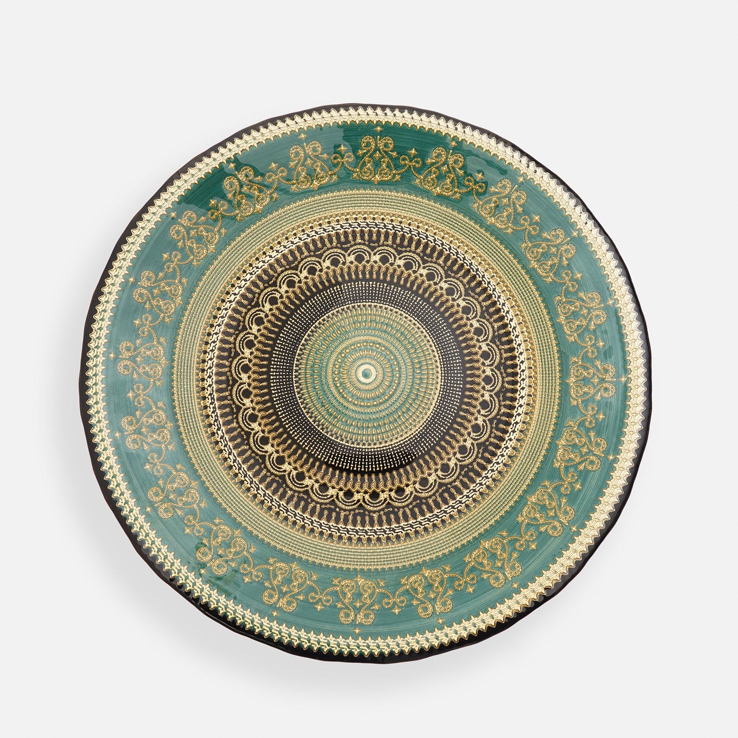 Set of 2 Green Embellished Dinner Plates