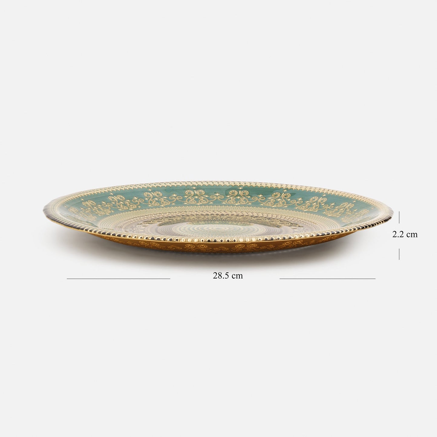 Set of 2 Green Embellished Dinner Plates