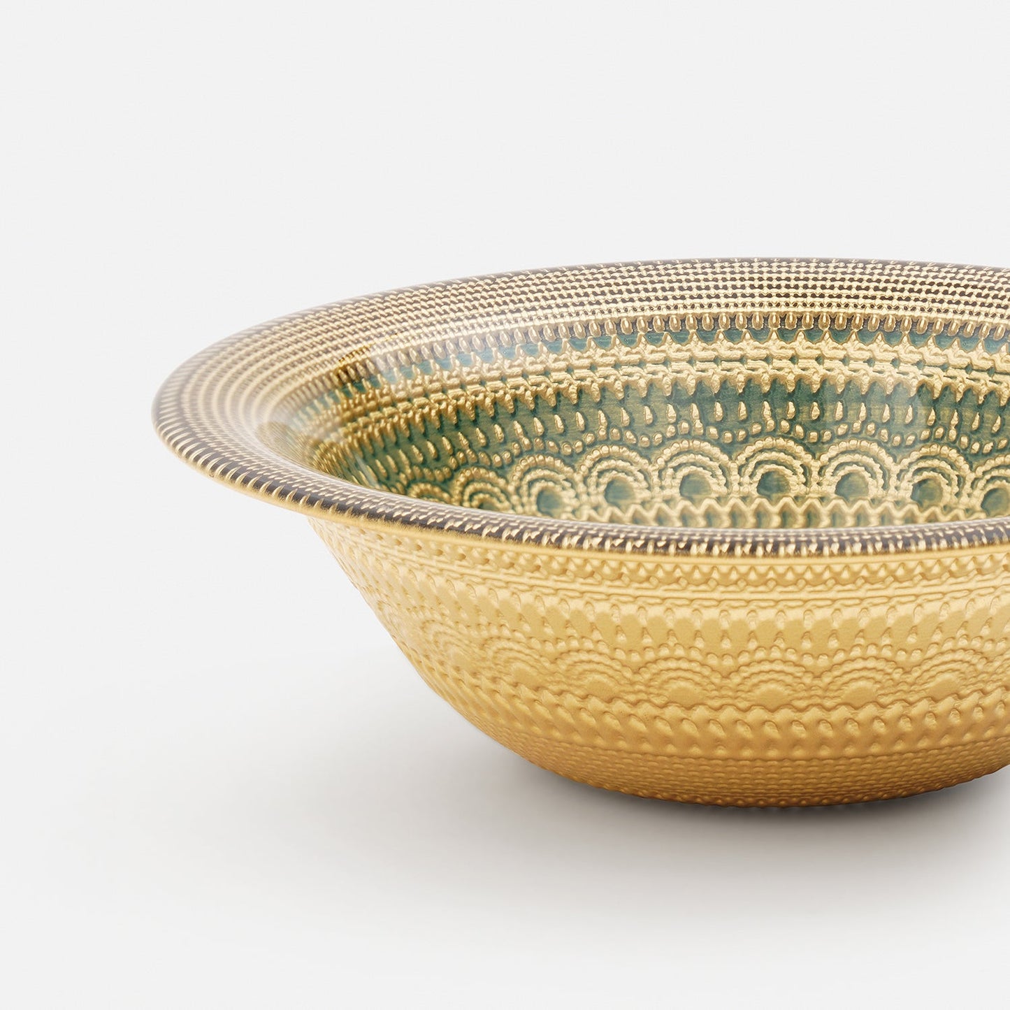 Set of 2 Green Embellished Serving Bowls