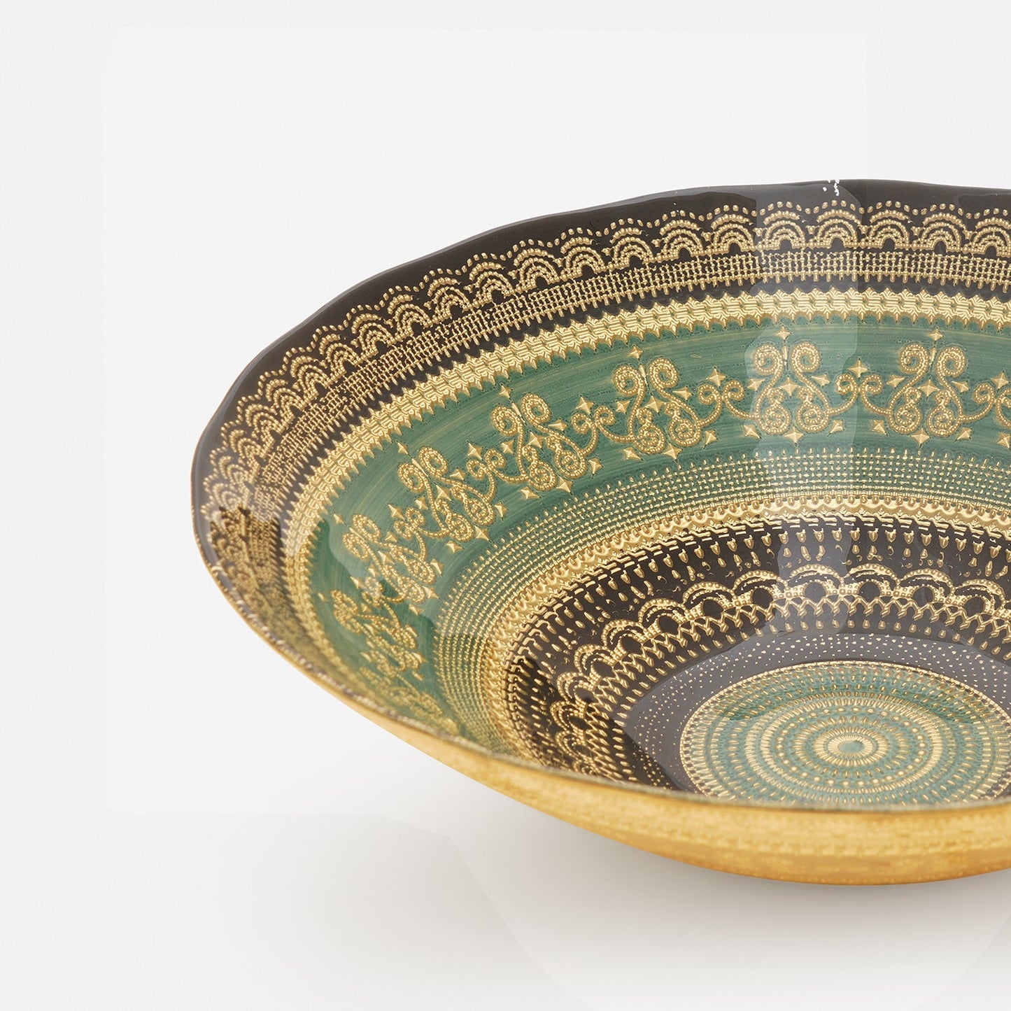 Green Embellished Serving Bowl - Large