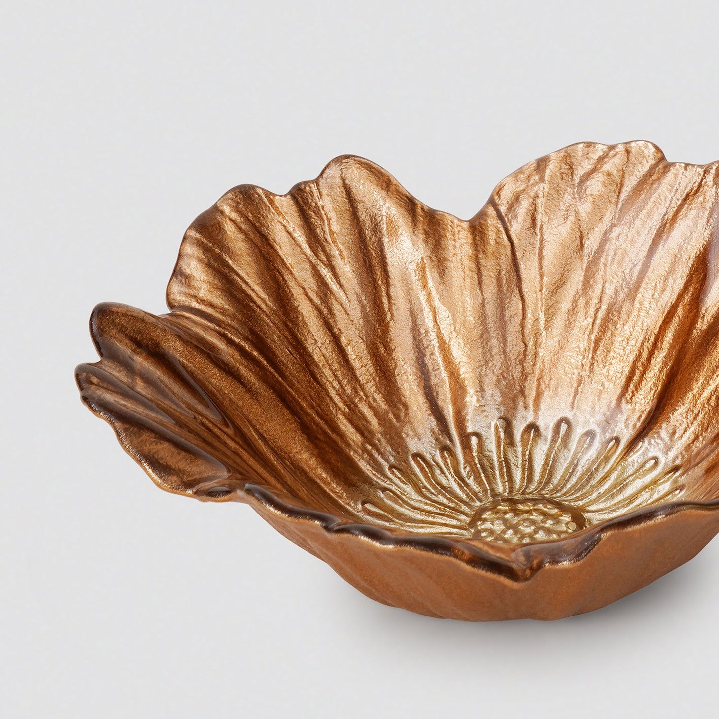 Set of 2 Copper Gold Flower Shaped Serving Small Bowls