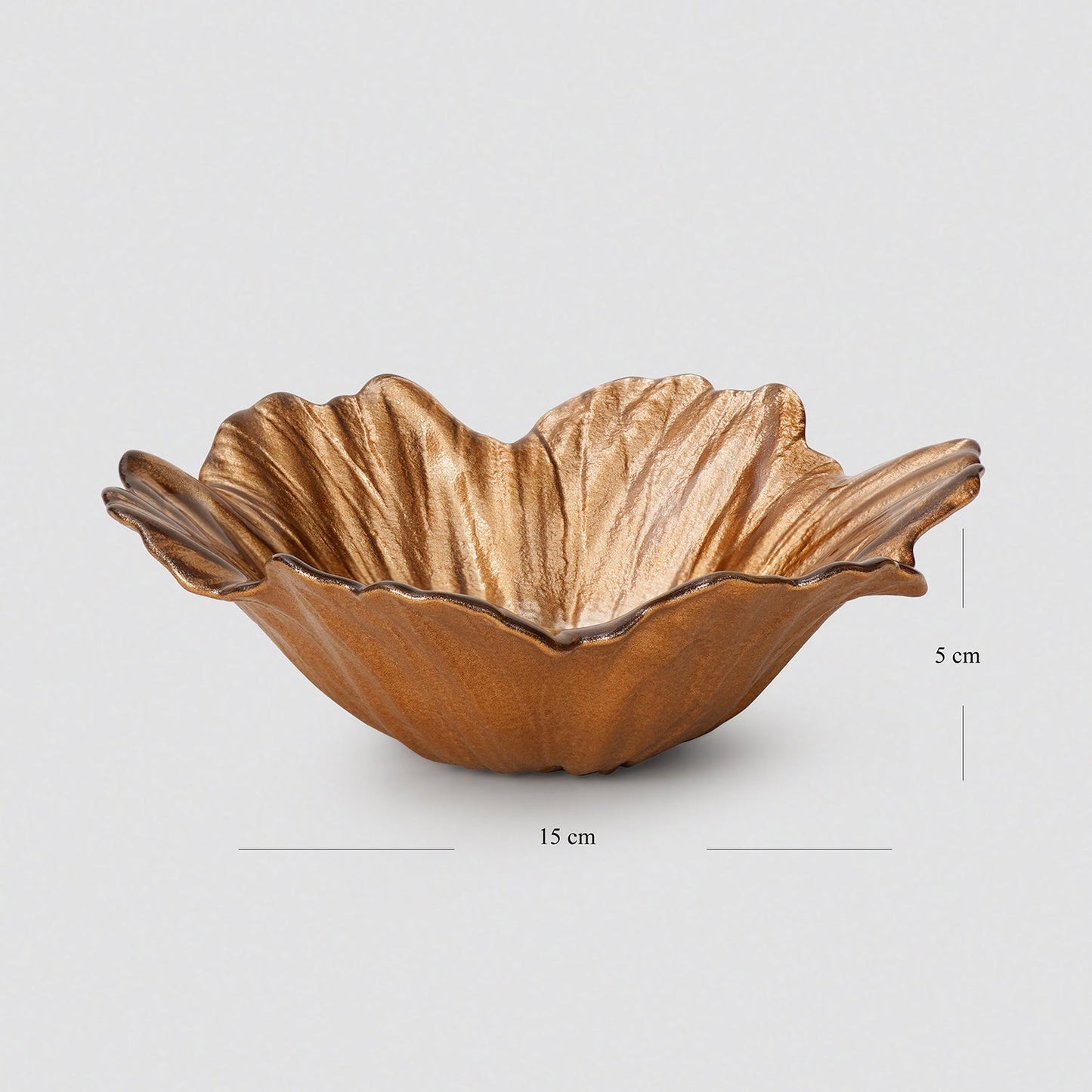 Set of 2 Copper Gold Flower Shaped Serving Small Bowls