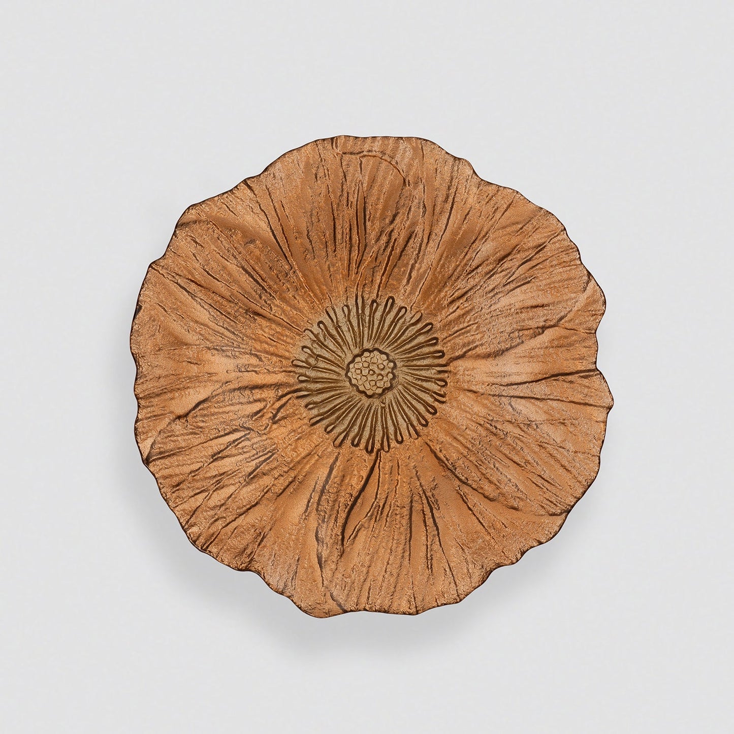 Set of 2 Copper Gold Flower Shaped Dessert Plates
