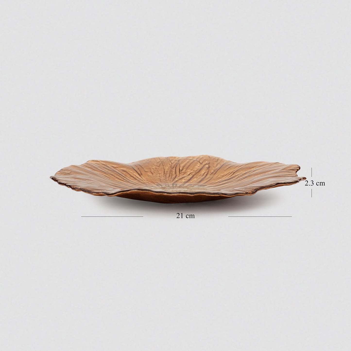 Set of 2 Copper Gold Flower Shaped Dessert Plates