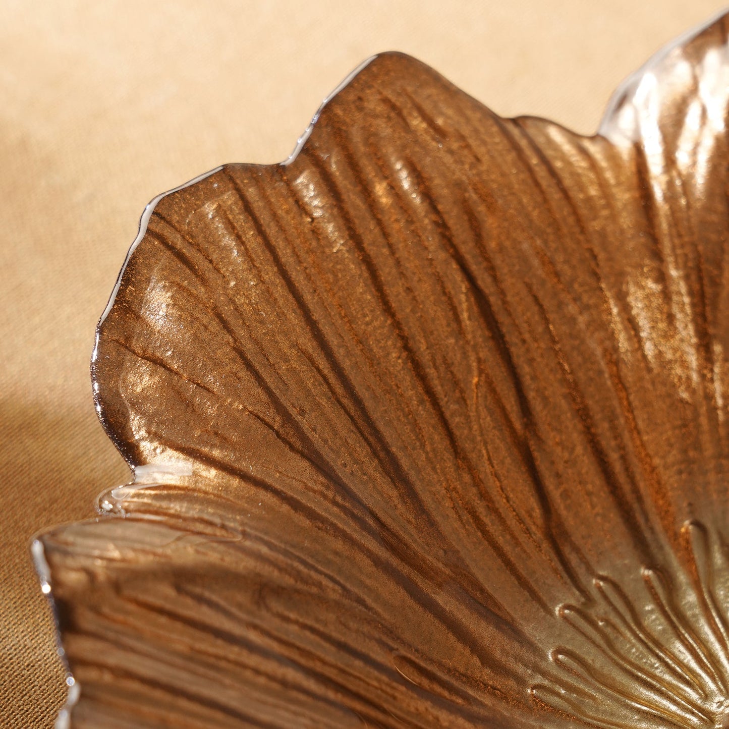 Set of 2 Copper Gold Flower Shaped Serving Bowls