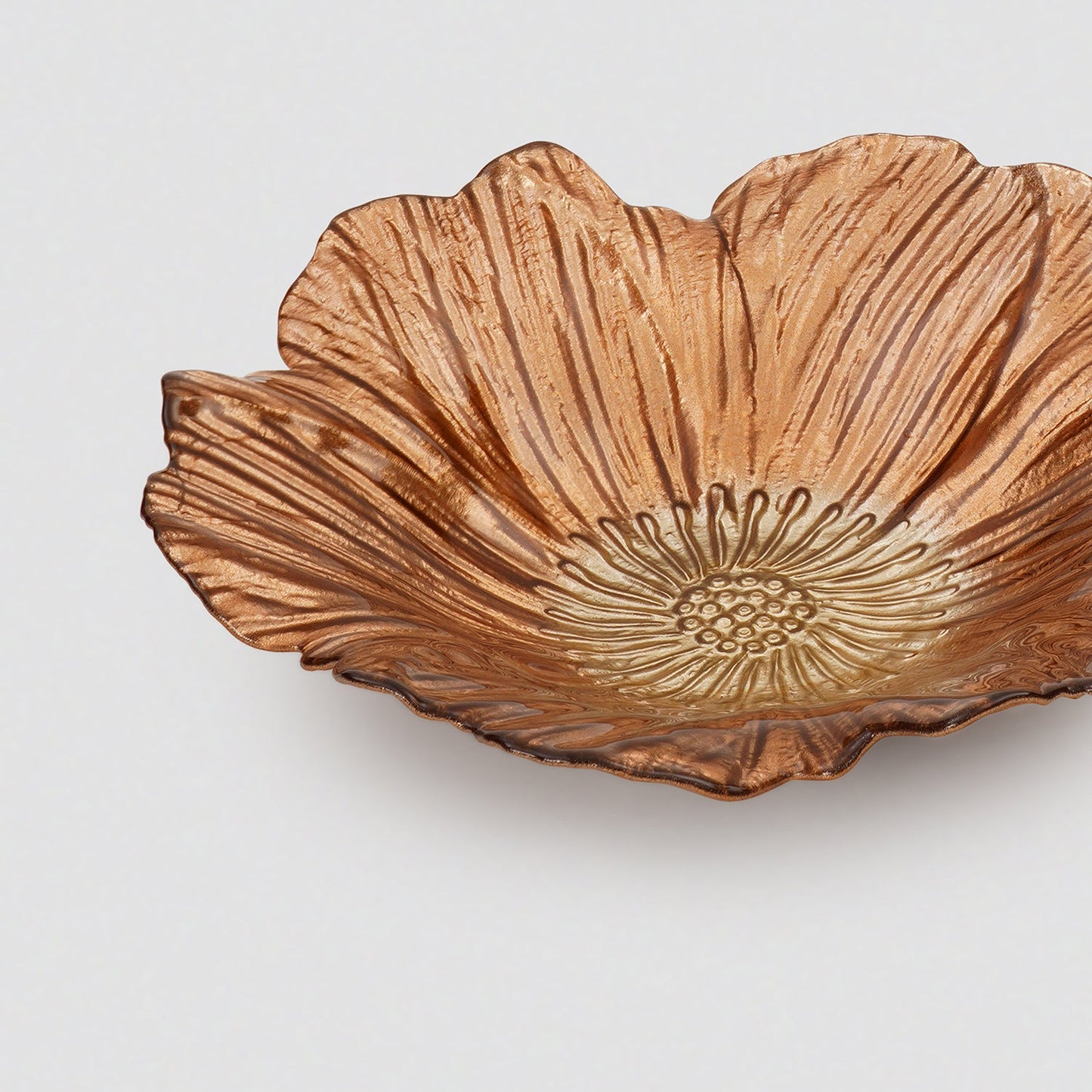 Set of 2 Copper Gold Flower Shaped Serving Bowls