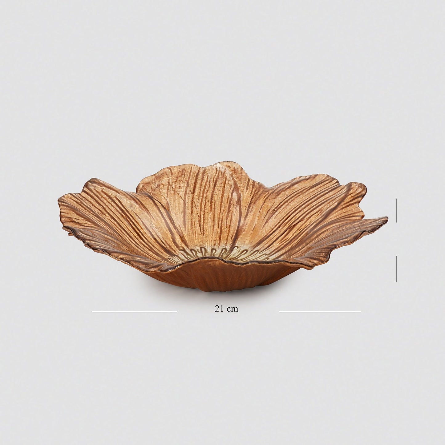 Set of 2 Copper Gold Flower Shaped Serving Bowls