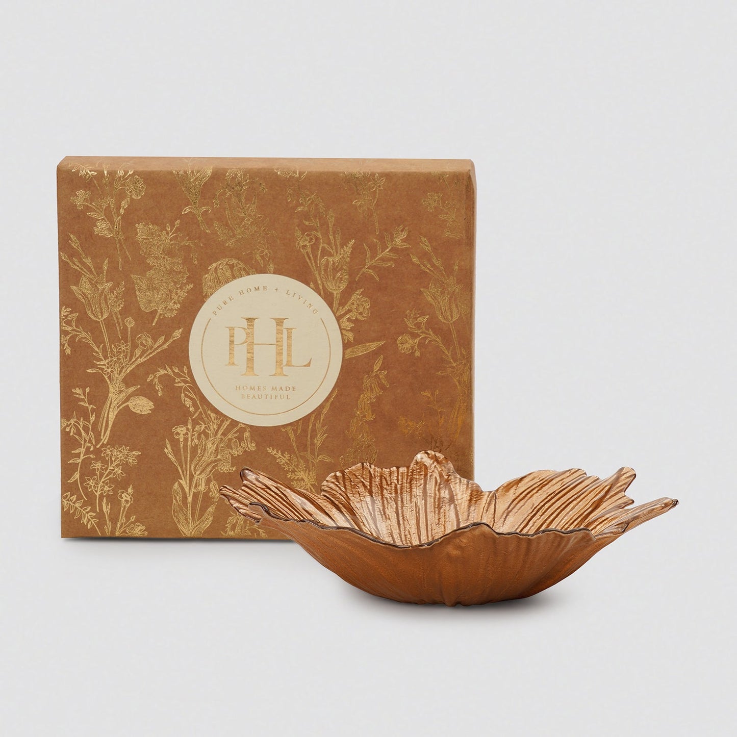 Copper Gold Flower Shaped Serving Bowl - Large