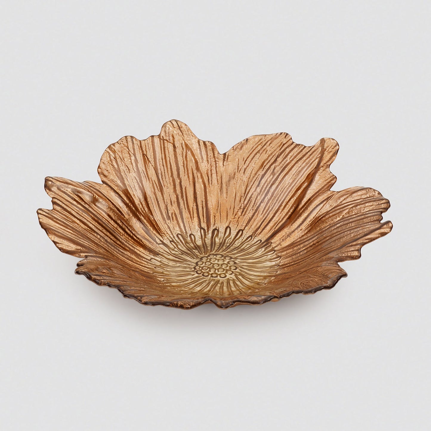 Copper Gold Flower Shaped Serving Bowl - Large
