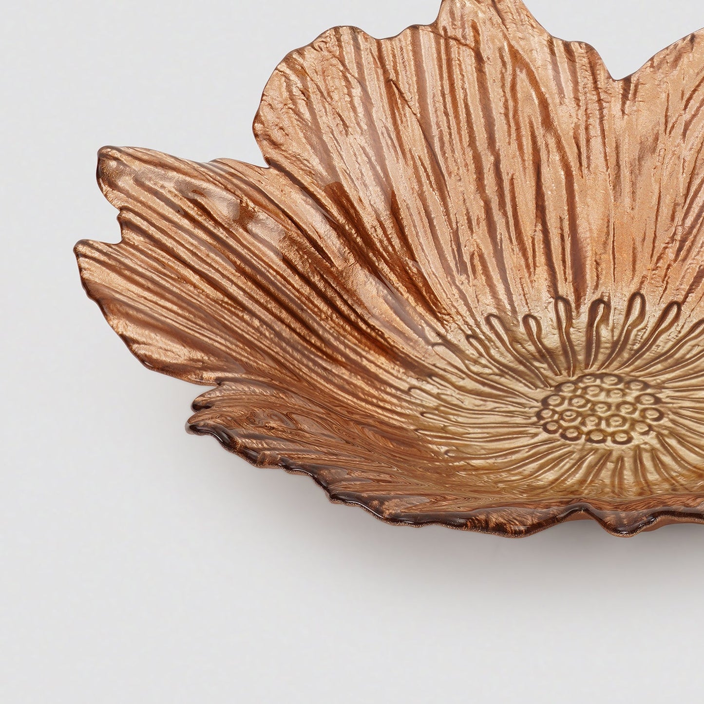Copper Gold Flower Shaped Serving Bowl - Large