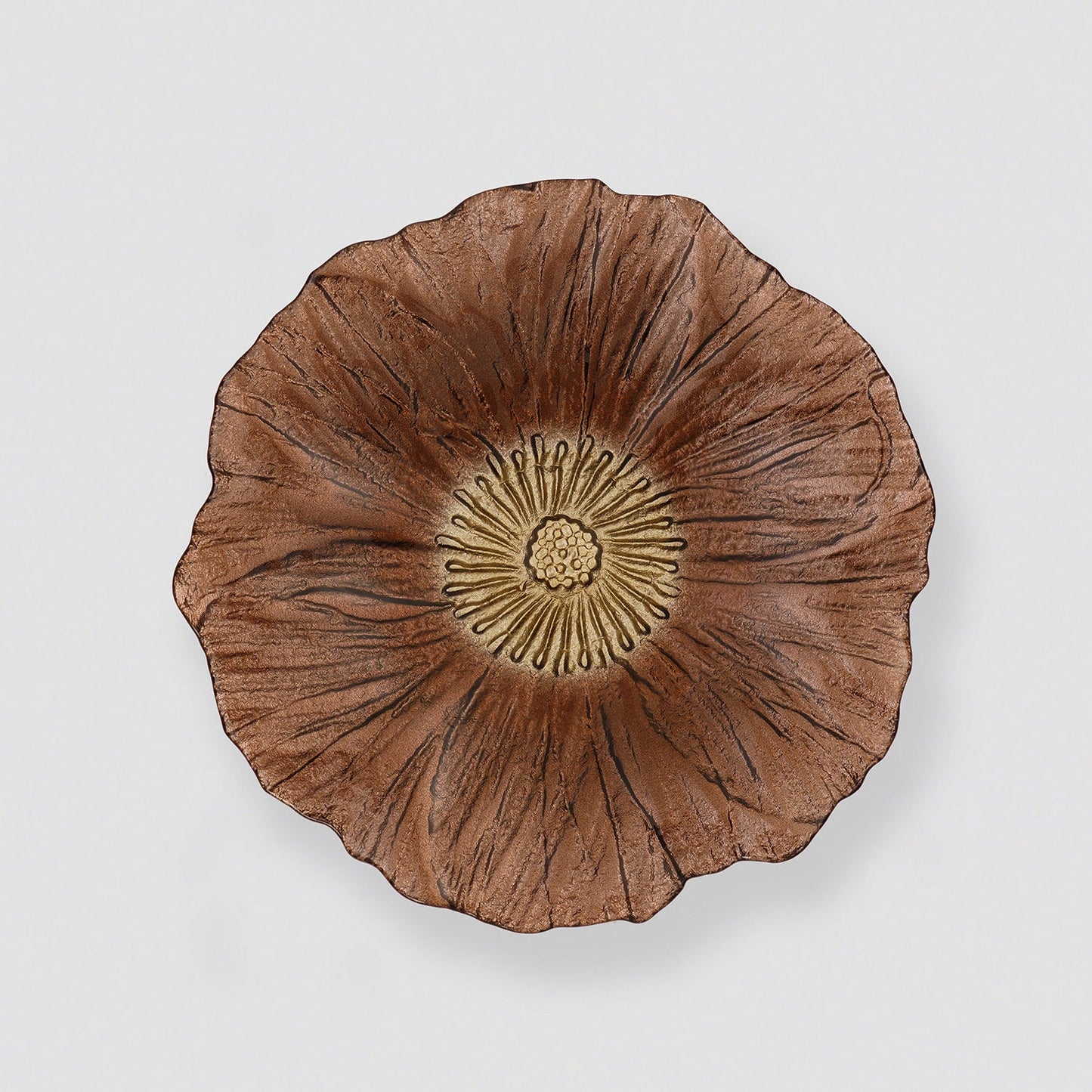 Set of 2 Bronze Gold Flower Shaped Dessert Plates