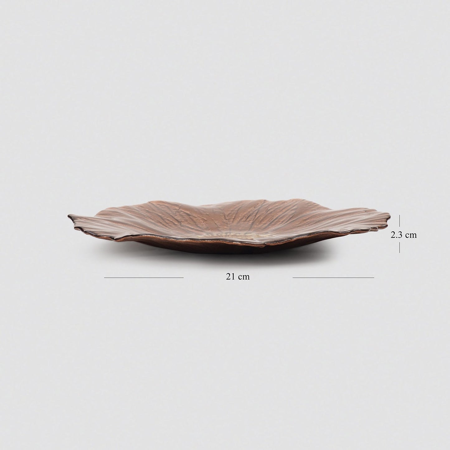 Set of 2 Bronze Gold Flower Shaped Dessert Plates